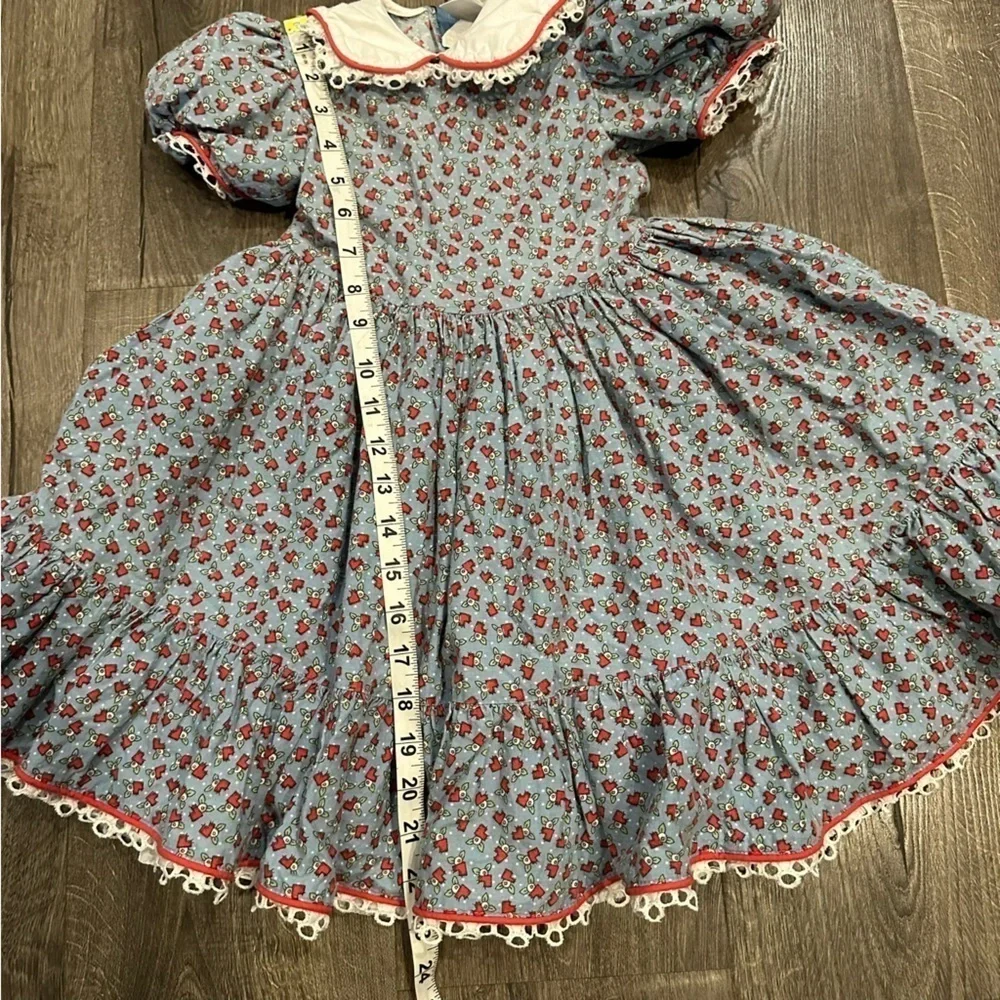 Vintage Daisy Kingdom Dress Floral Sz 2T Peter Pan Collar Eyelet Edge Petticoat